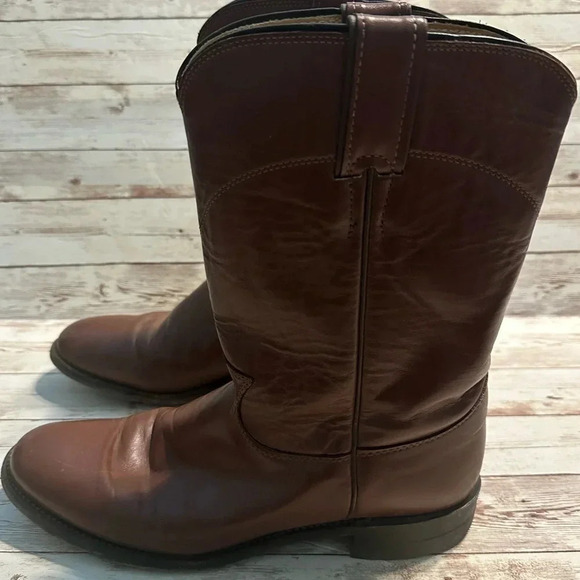 JUSTIN BOOTS Men\'s Brown Leather Roper Western Size 8M main image 8